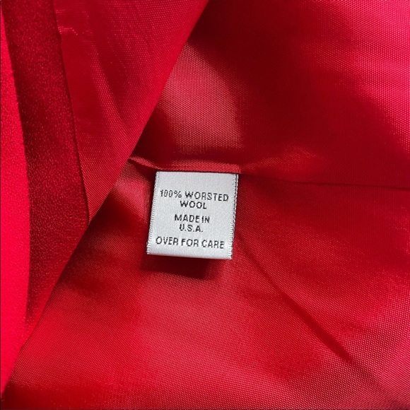 Jacqueline Ferrar Red Blazer Lined Front Button Faux Front Pockets Size 10 - Picture 7 of 9